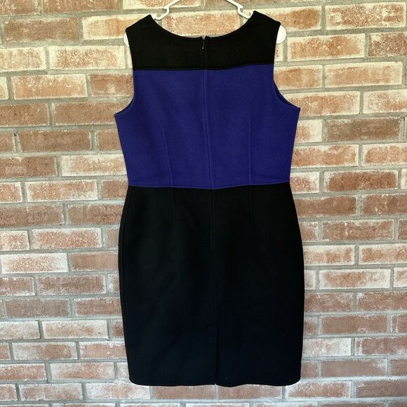 Talbots Wool Sheath Dress Size 12 Blue Black Colorblock Professional - Picture 4 of 8